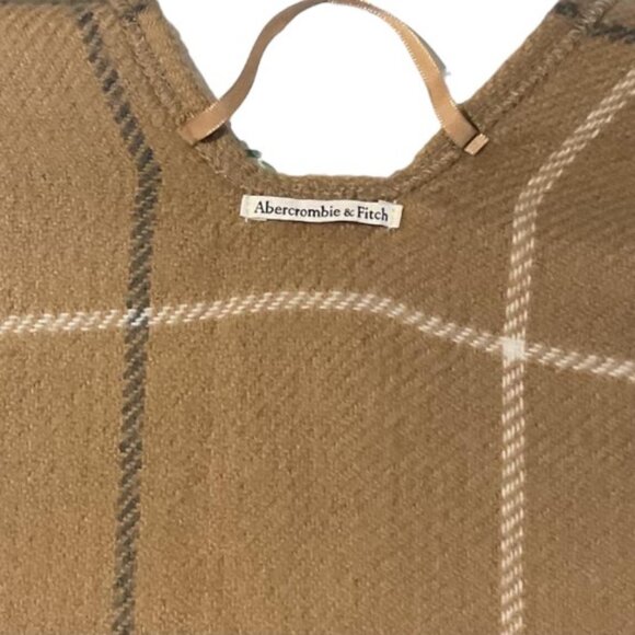 Abercrombie & Fitch brown plaid poncho OS - Picture 5 of 5